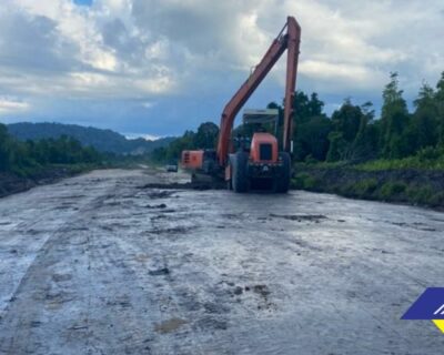 Geotechnical works and road treatment underway for new road from Bukit Lubok to Kampung Seberang Kedai, Limbang